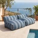 Sofá modular de exterior para 2 personas con 2 sillones a rayas - Lifestyle