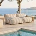Sofá modular de exterior para 2 personas con 2 sillones a rayas - Lifestyle