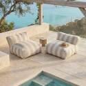 Sofá modular de exterior para 2 personas con 2 sillones a rayas