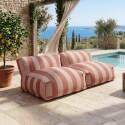 Sofá modular de exterior para 2 personas con 2 sillones a rayas - Lifestyle