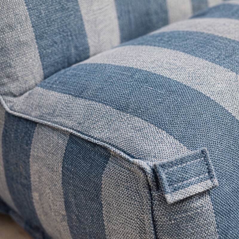 Sofá modular de exterior para 2 personas con 2 sillones a rayas (3/7)