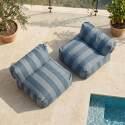 Sofá modular de exterior para 2 personas con 2 sillones a rayas