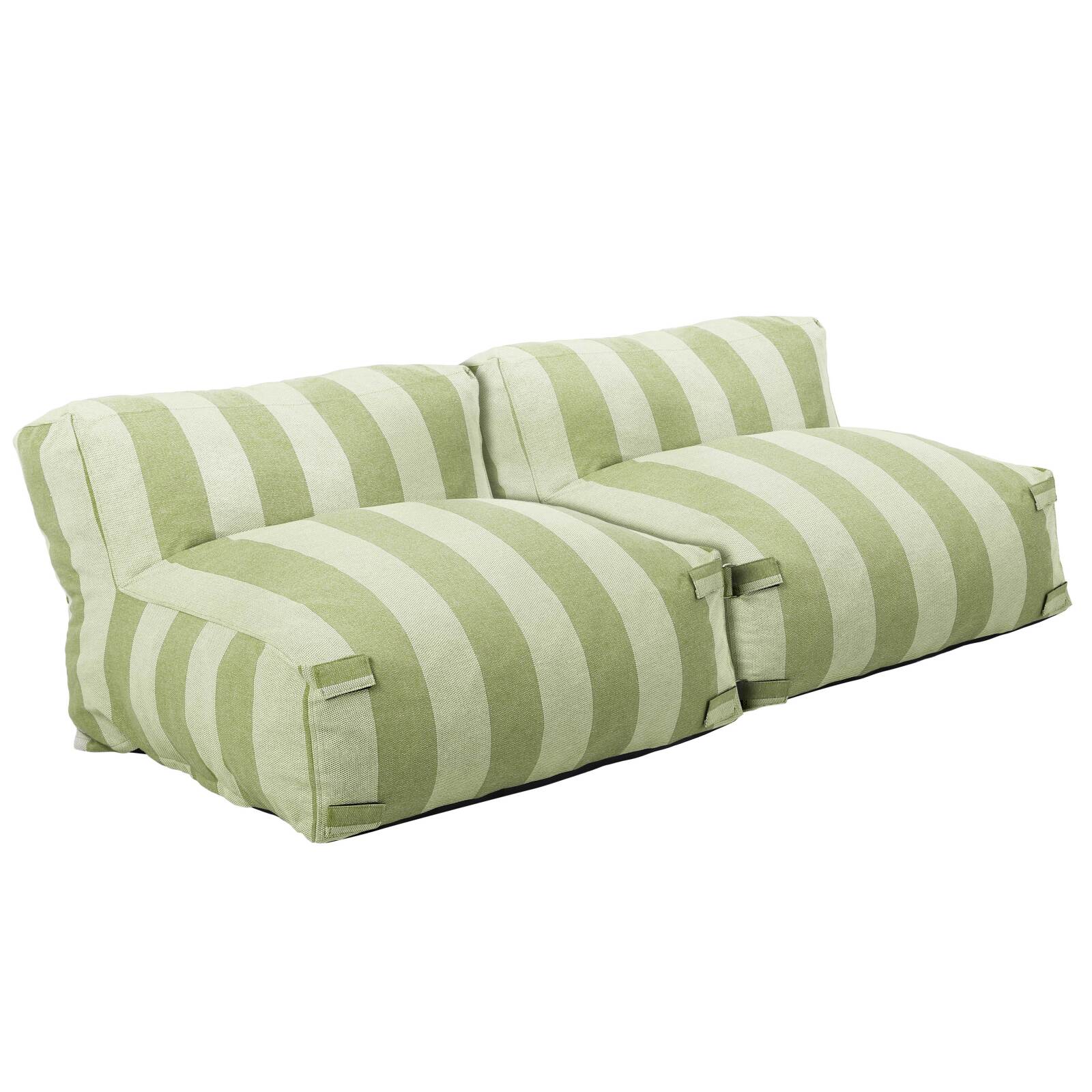 Sofá modular de exterior para 2 personas con 2 sillones a rayas