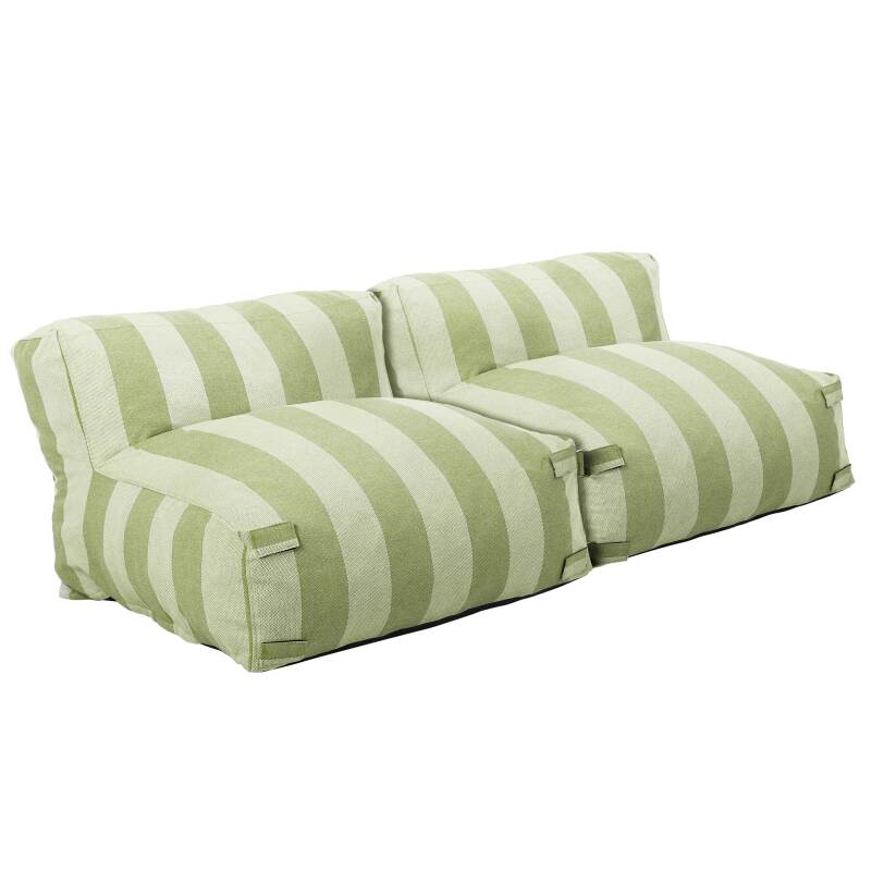 Sofá modular de exterior para 2 personas con 2 sillones a rayas