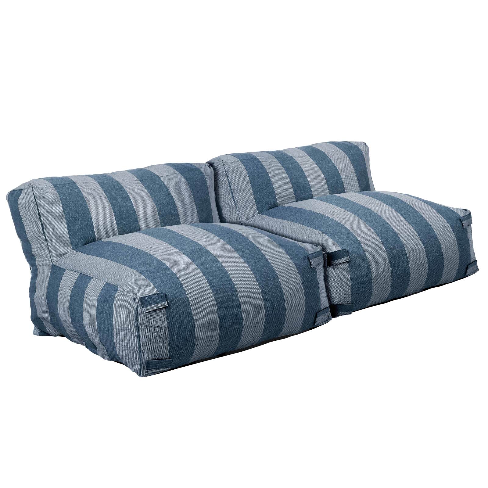 Sofá modular de exterior para 2 personas con 2 sillones a rayas
