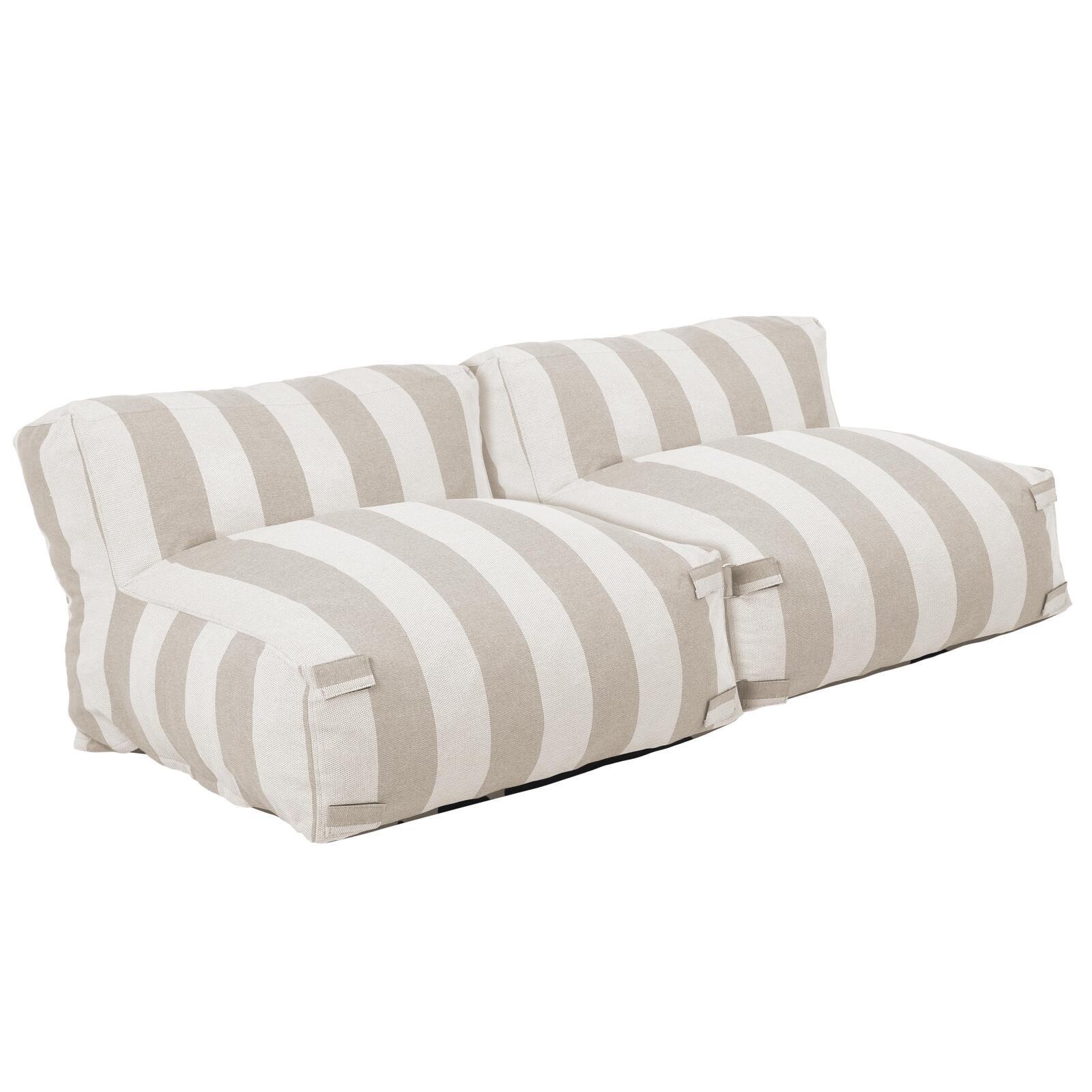 Sofá modular de exterior para 2 personas con 2 sillones a rayas
