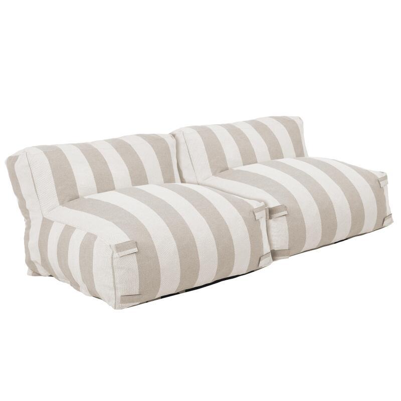 Sofá modular de exterior para 2 personas con 2 sillones a rayas