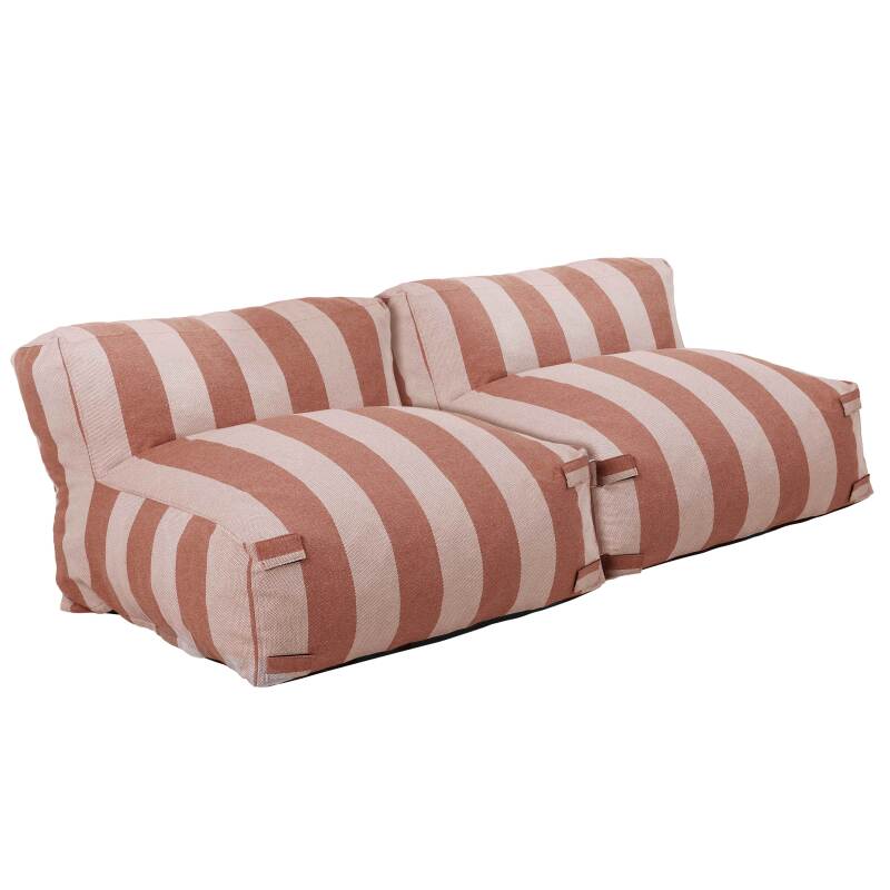 Sofá modular de exterior para 2 personas con 2 sillones a rayas