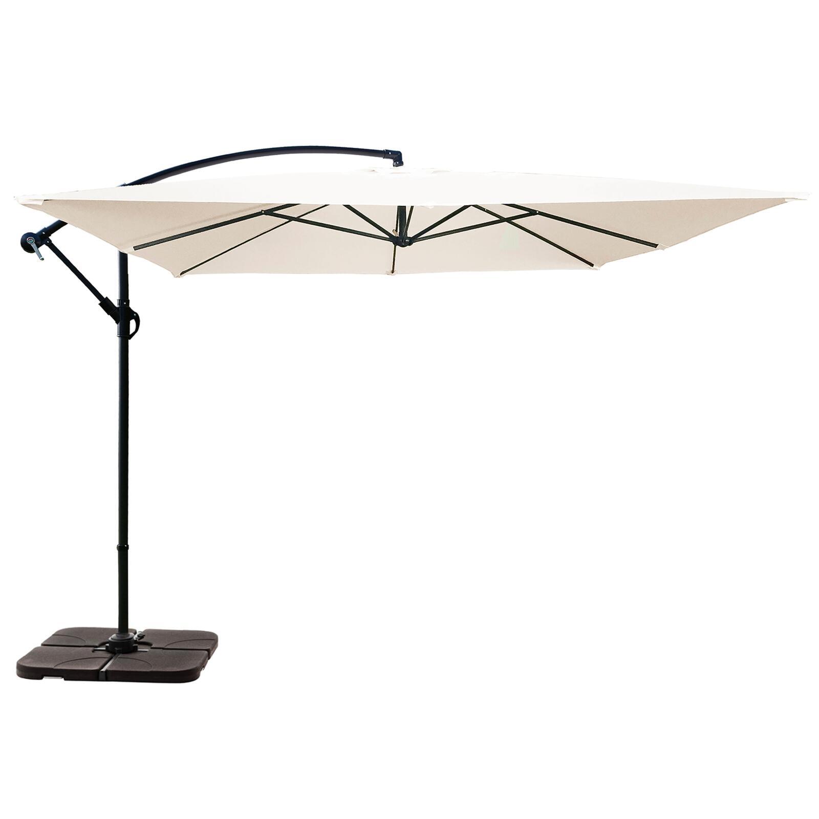 Parasol excéntrico 3x3 m cuadrado y 4 losas de lastre rellenables