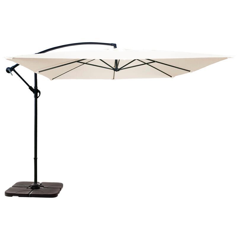 Parasol excéntrico 3x3 m cuadrado y 4 losas de lastre rellenables