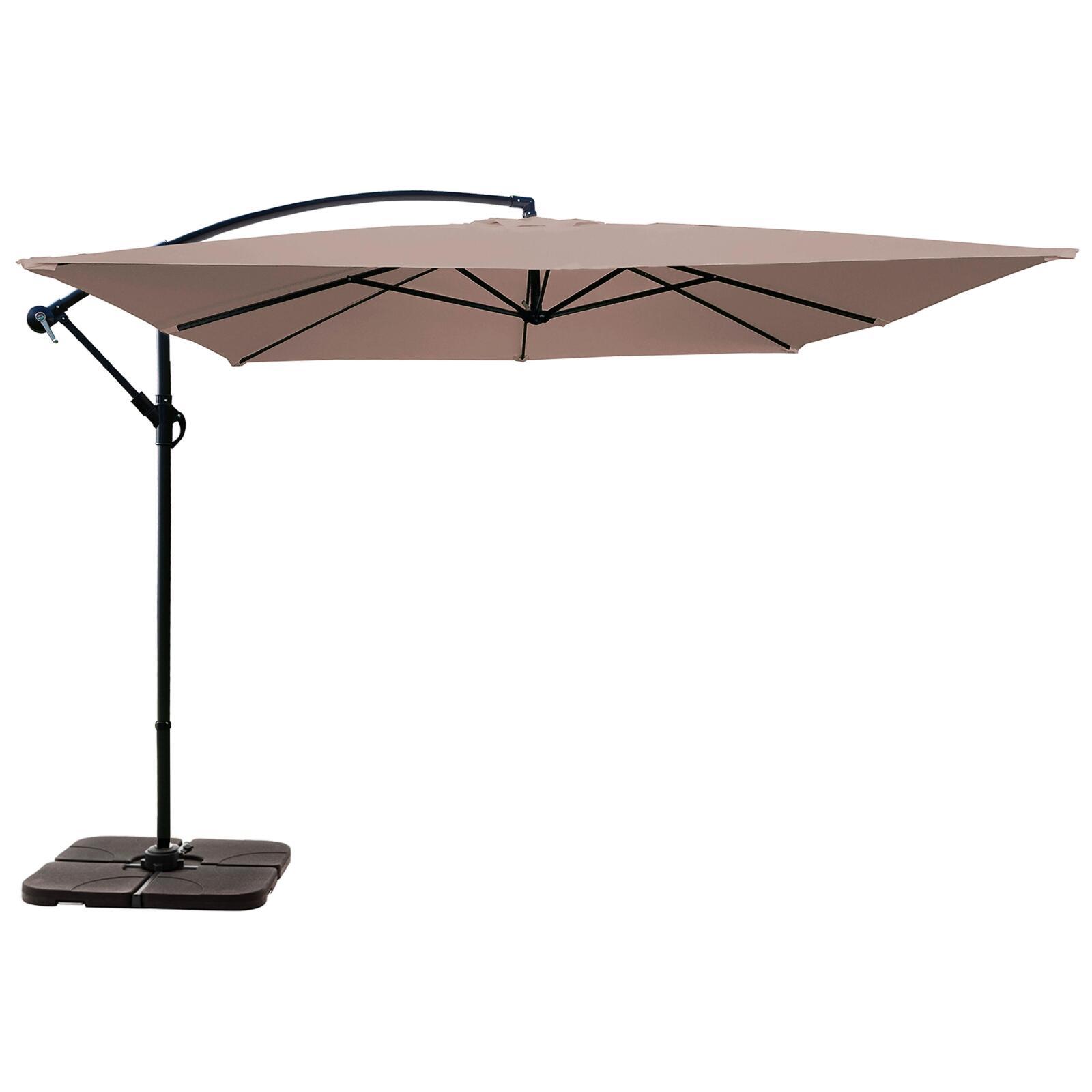 Parasol excéntrico 3x3 m cuadrado y 4 losas de lastre rellenables