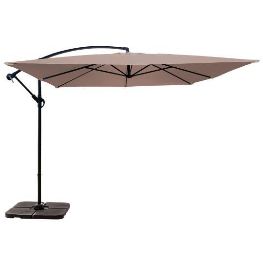 Parasol excéntrico 3x3 m cuadrado y 4 losas de lastre rellenables | Oviala