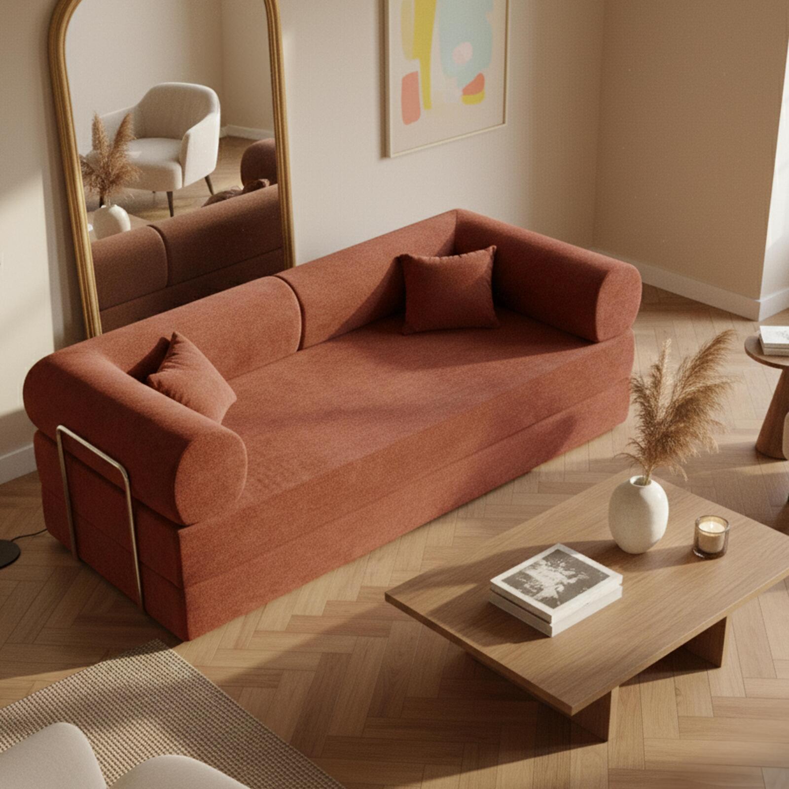 Sofá cama 2 plazas de tela con cojines modulares