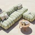 Sofá modular de exterior a rayas para 4 personas con 3 sillones y 1 puf