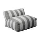 Sofá modular de exterior a rayas para 4 personas con 3 sillones y 1 puf