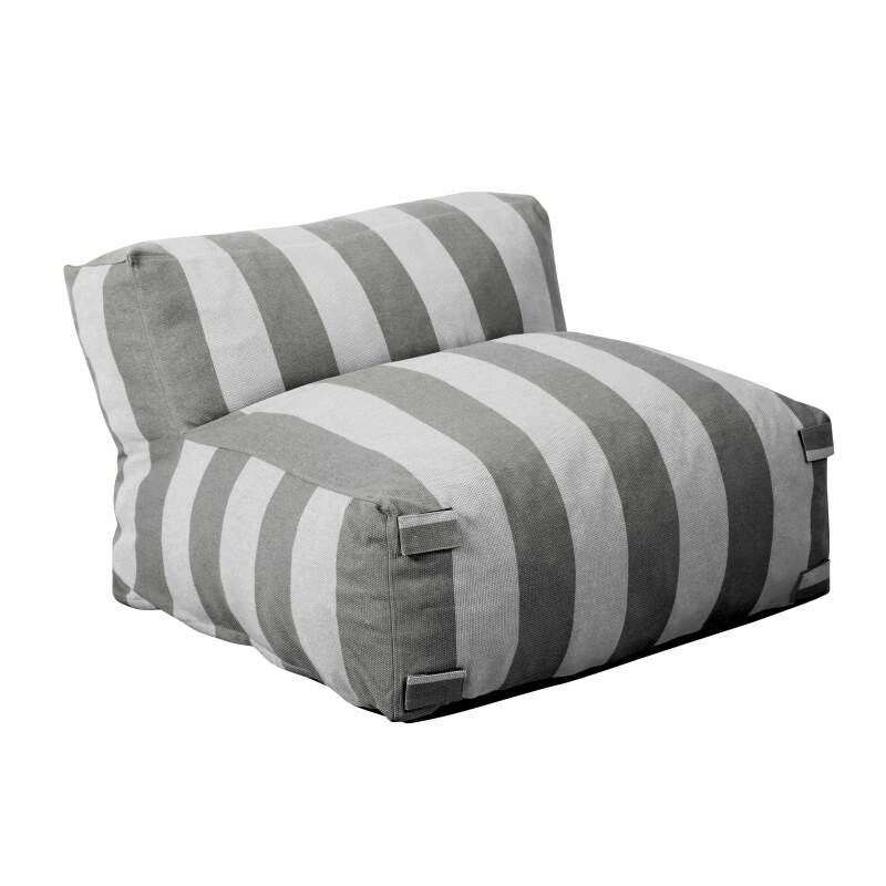 Sofá modular de exterior a rayas para 4 personas con 3 sillones y 1 puf (4/6)