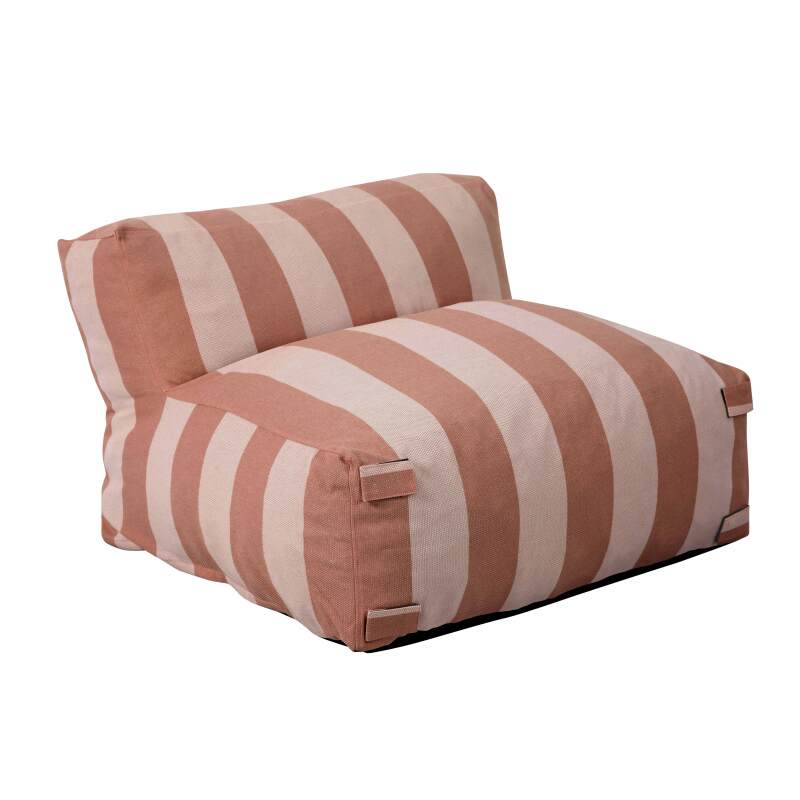 Sofá modular de exterior a rayas para 4 personas con 3 sillones y 1 puf (4/6)