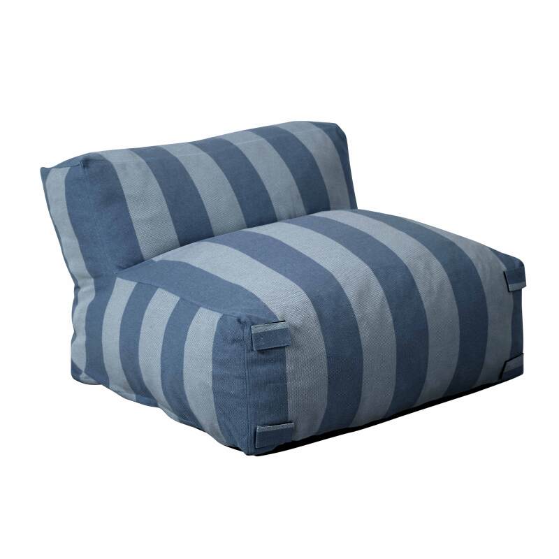 Sofá modular de exterior a rayas para 4 personas con 3 sillones y 1 puf (4/6)
