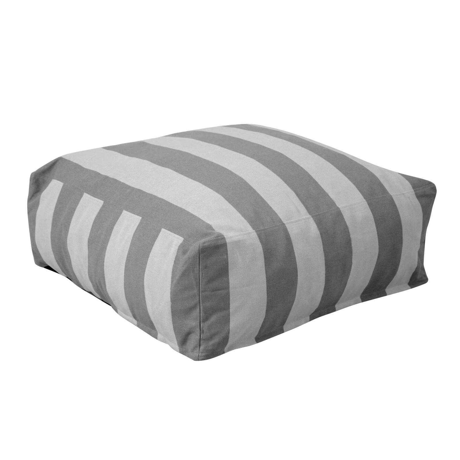 Sofá modular de exterior a rayas para 4 personas con 3 sillones y 1 puf