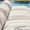 Sofá modular de exterior a rayas para 4 personas con 3 sillones y 1 puf