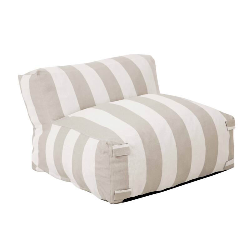 Sofá modular de exterior a rayas para 4 personas con 3 sillones y 1 puf (4/6)