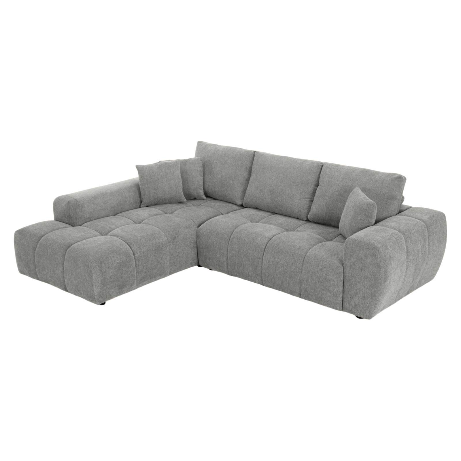 Sofá esquinero de 3 plazas de tela con chaise longue izquierda y cojines