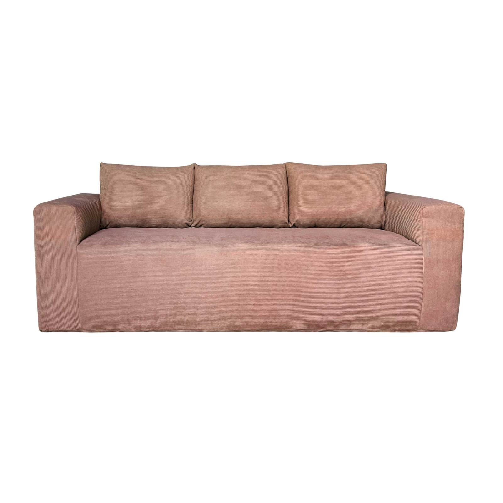 Sofá de 3 plazas en tejido acanalado con cojínes