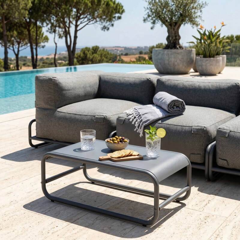 Mesa de centro de jardín rectangular de metal 85x40x30 cm