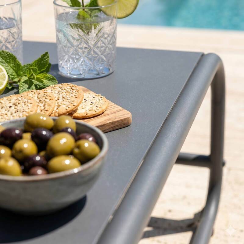 Mesa de centro de jardín rectangular de metal 85x40x30 cm (2/7)