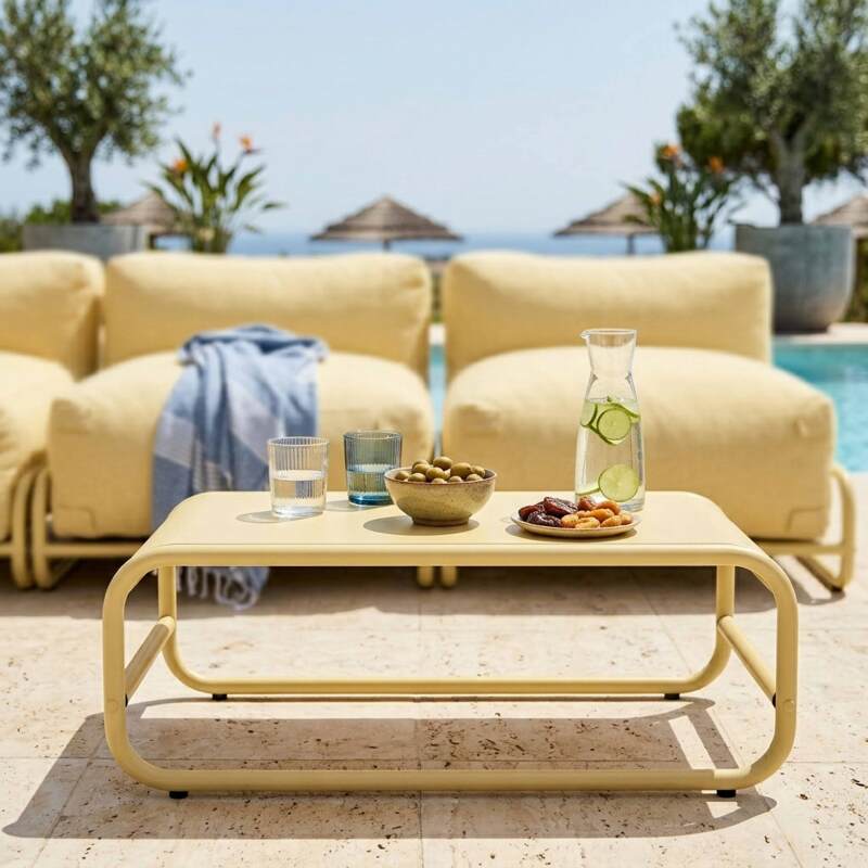 Mesa de centro de jardín rectangular de metal 85x40x30 cm (2/7)