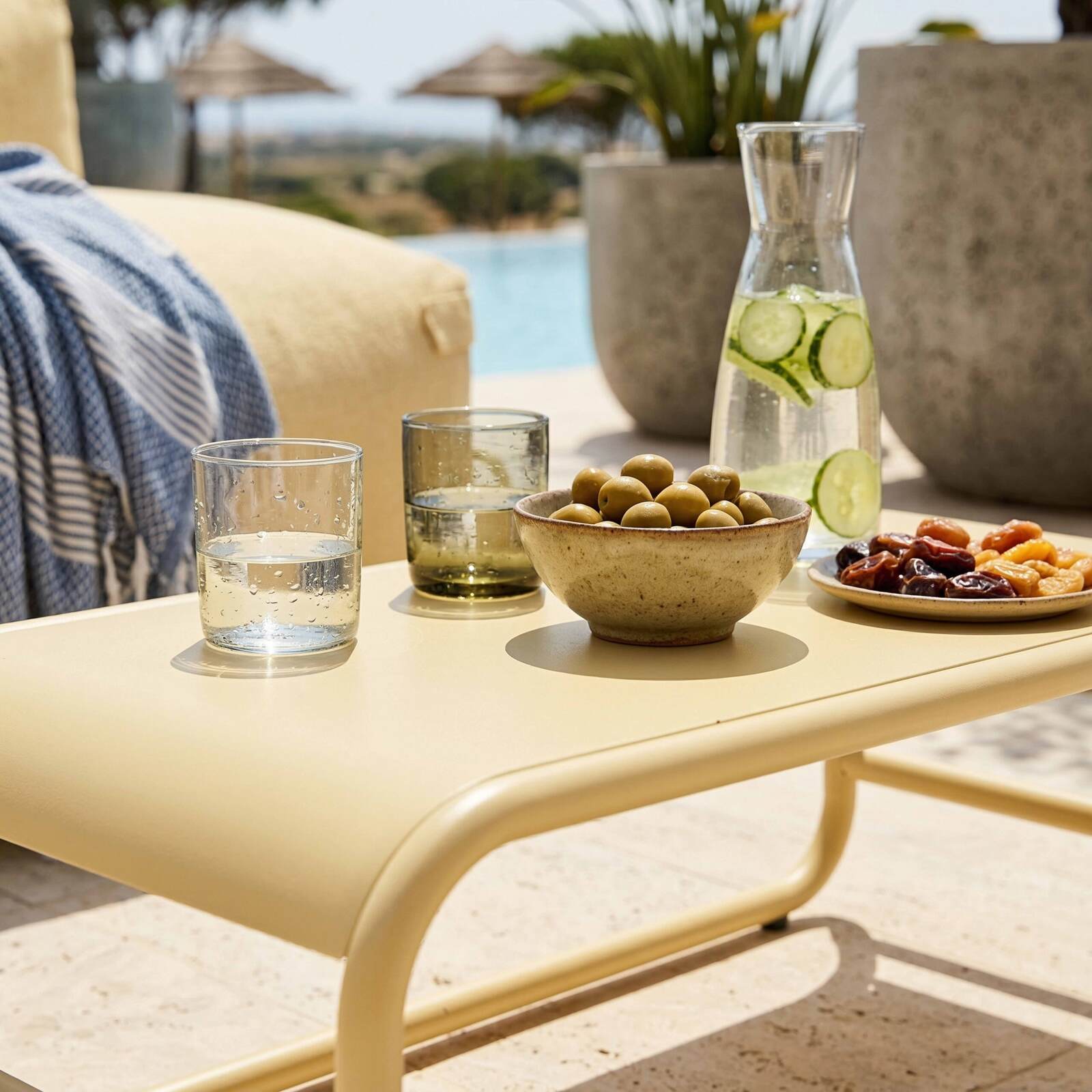 Mesa de centro de jardín rectangular de metal 85x40x30 cm