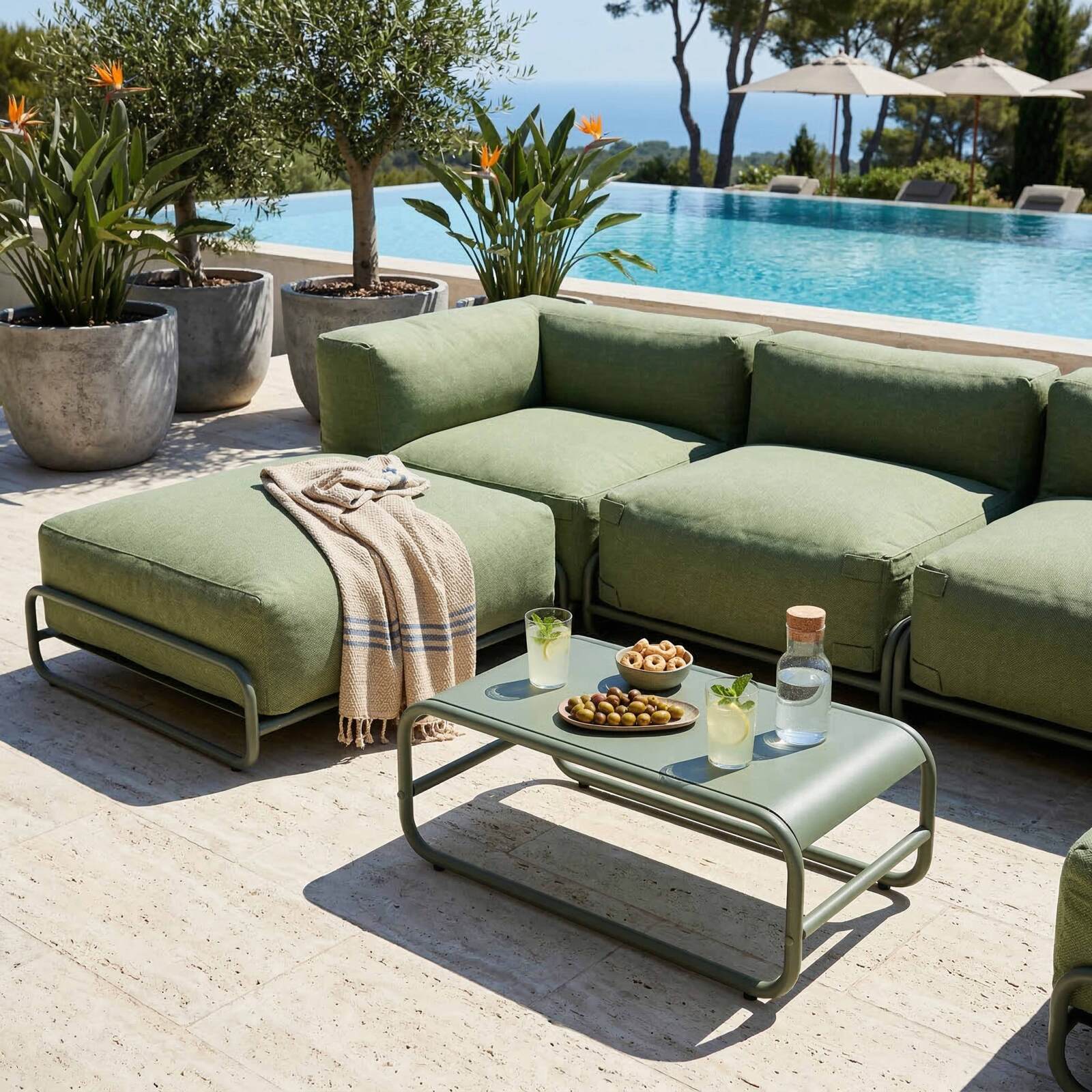 Mesa de centro de jardín rectangular de metal 85x40x30 cm