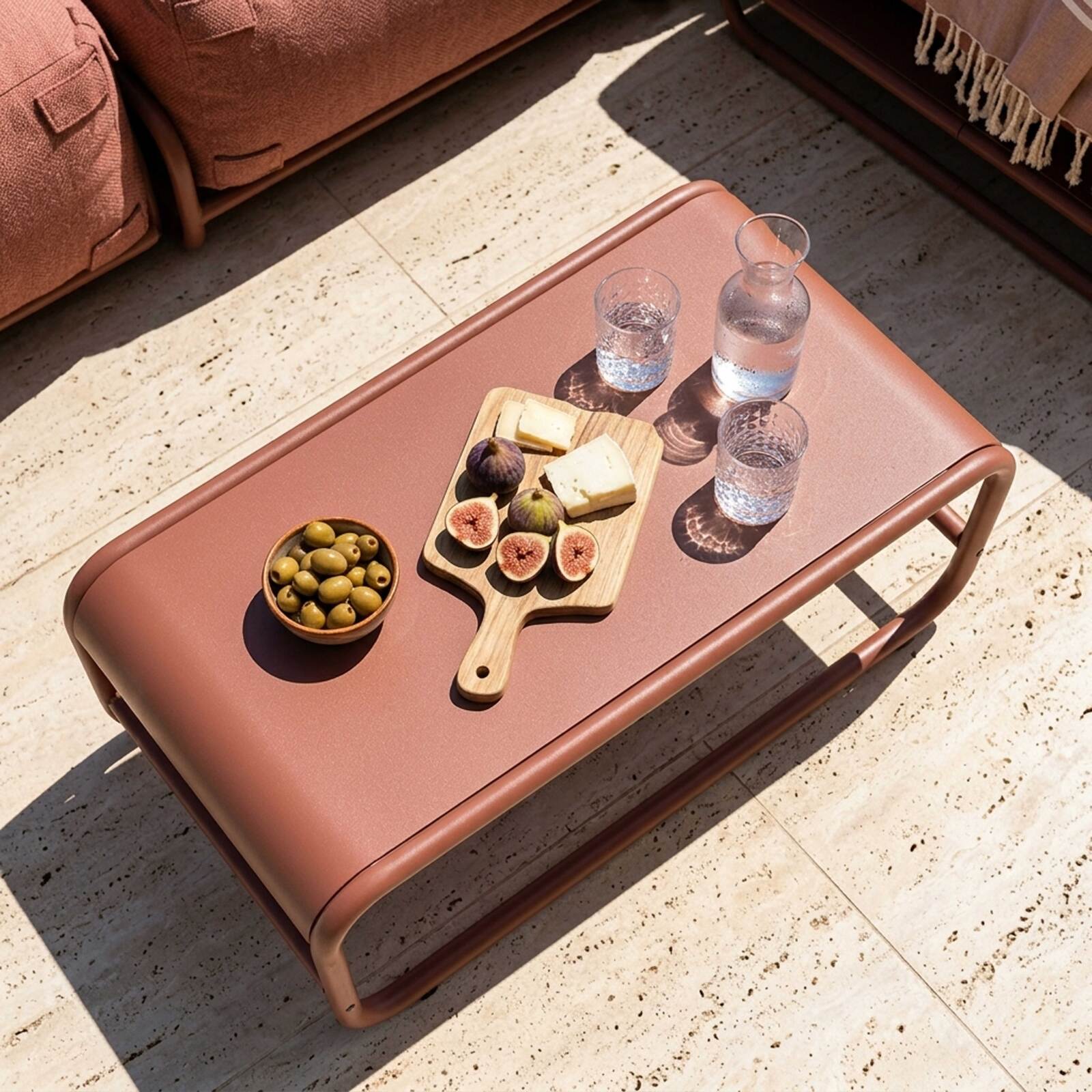 Mesa de centro de jardín rectangular de metal 85x40x30 cm