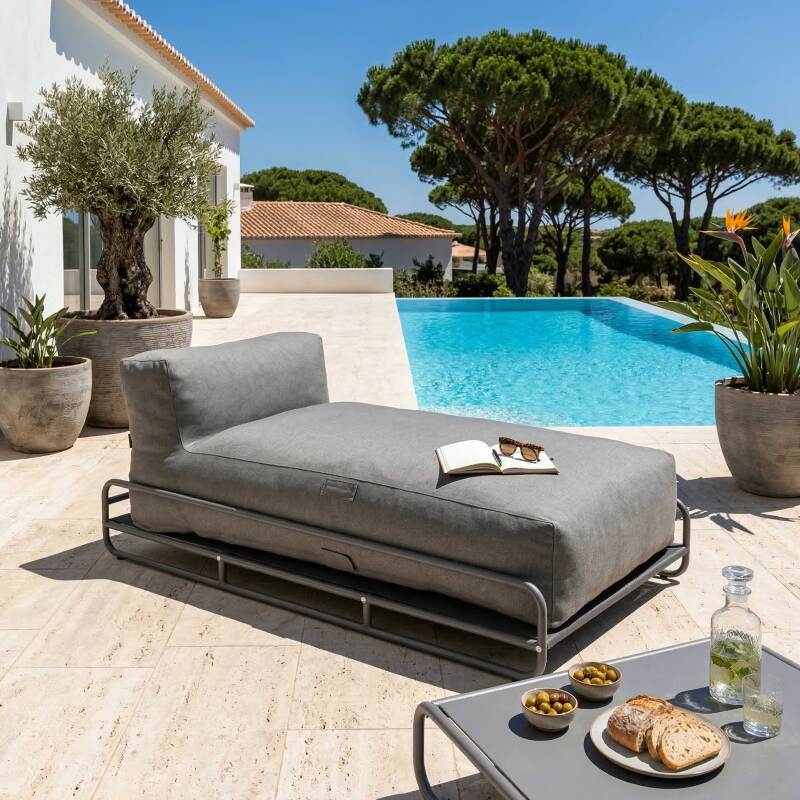 Chaise longue para sofá modular de exterior con estructura (4/7)