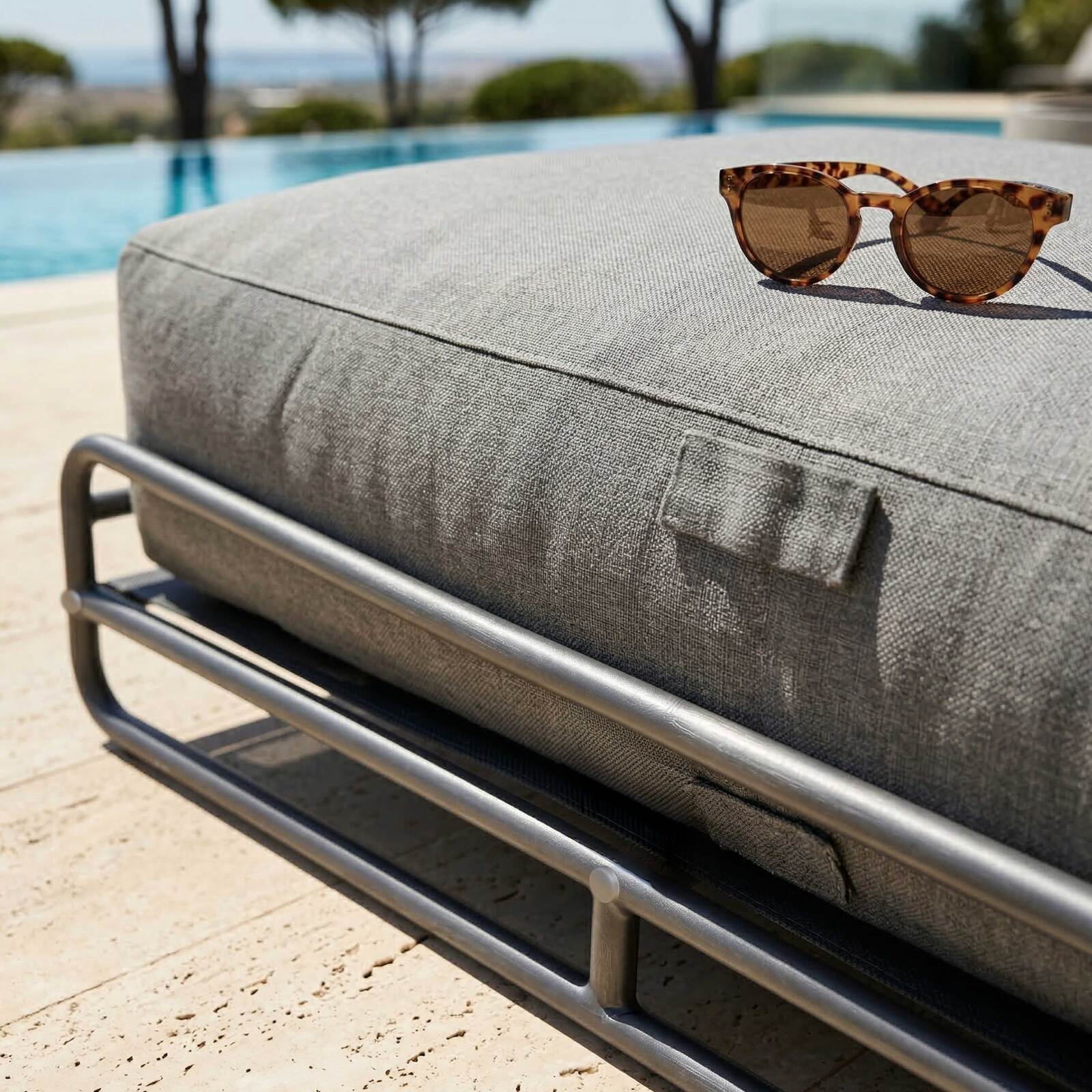 Chaise longue para sofá modular de exterior con estructura