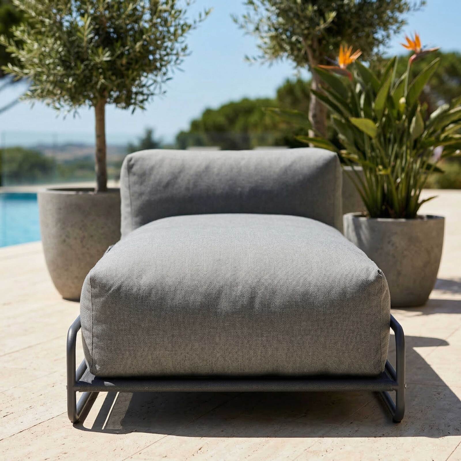 Chaise longue para sofá modular de exterior con estructura