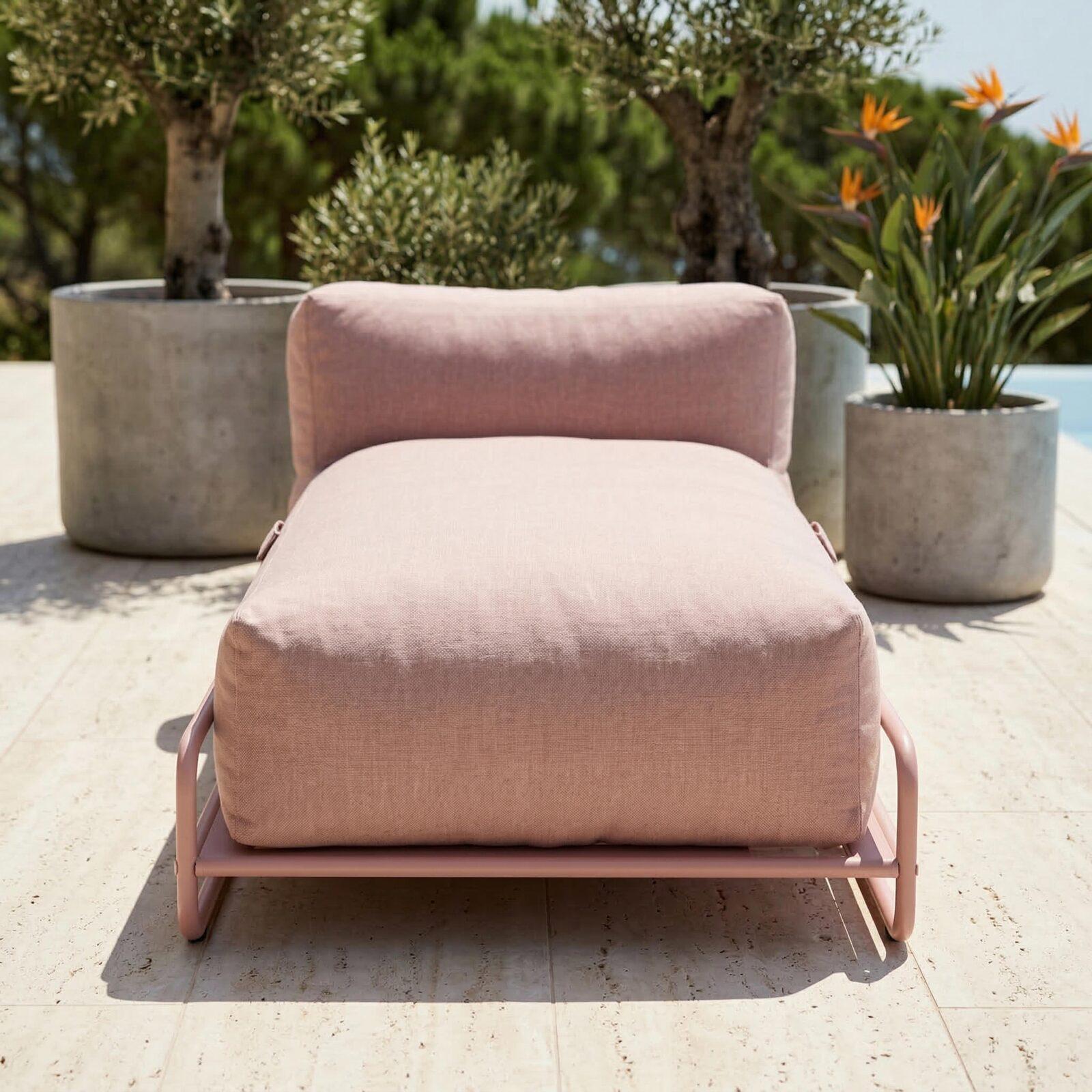 Chaise longue para sofá modular de exterior con estructura