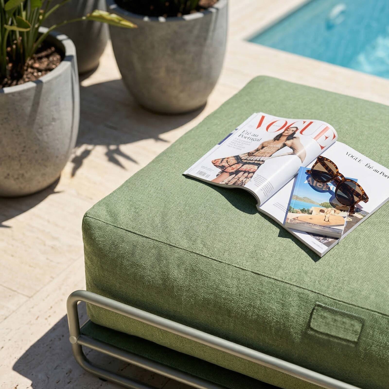 Chaise longue para sofá modular de exterior con estructura