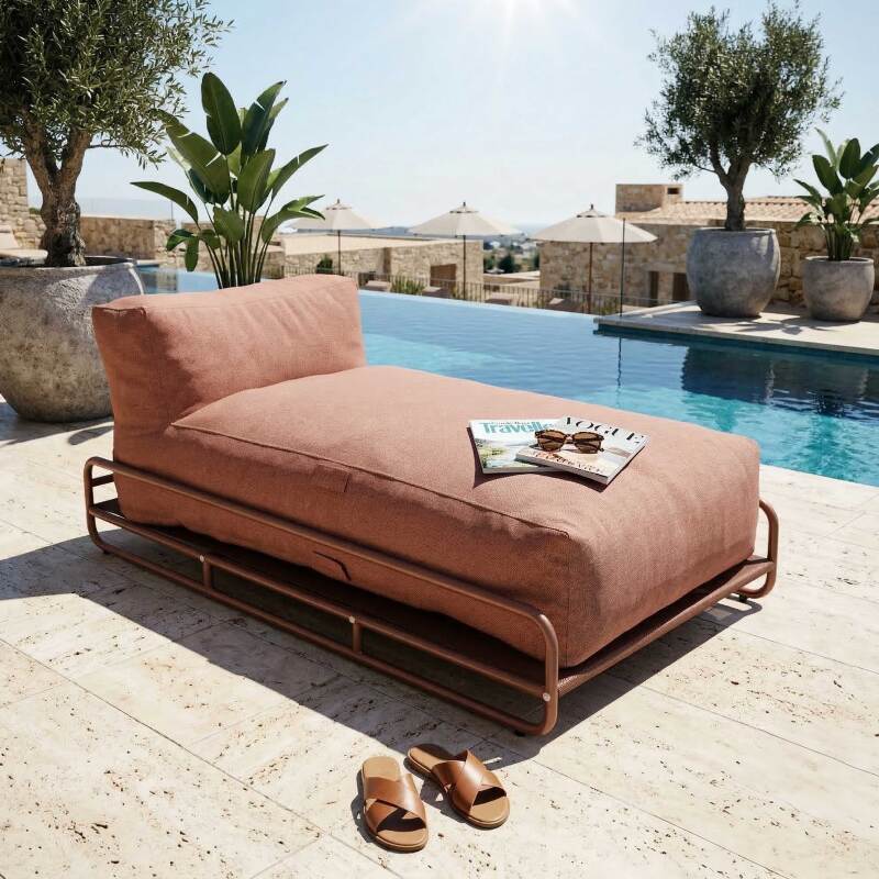 Chaise longue para sofá modular de exterior con estructura