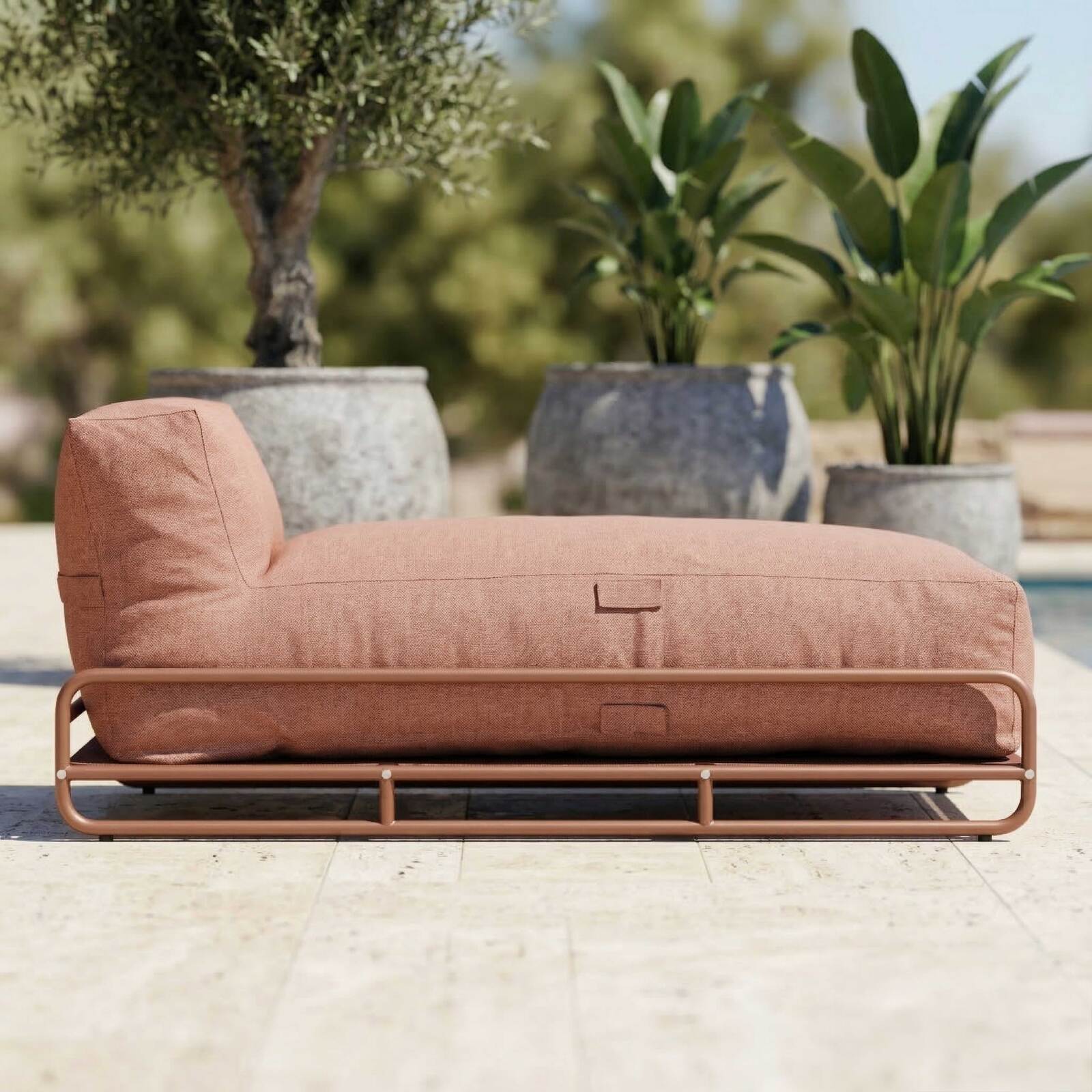 Chaise longue para sofá modular de exterior con estructura
