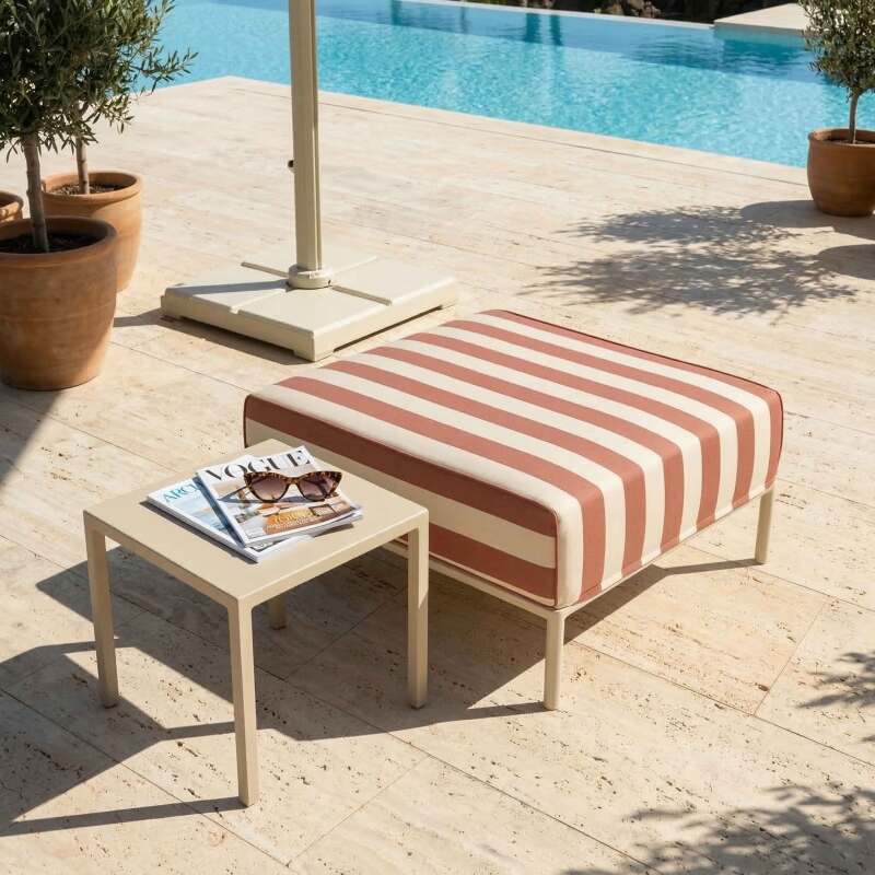 Puf a rayas para sofá modular de exterior