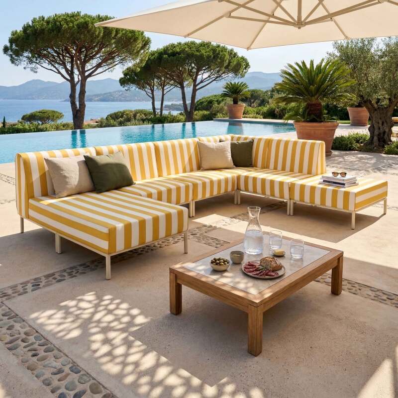 Sillón a rayas para sofá modular de exterior (8/9)