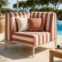 Sillón esquinero a rayas para sofá modular de exterior