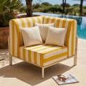 Sillón esquinero a rayas para sofá modular de exterior