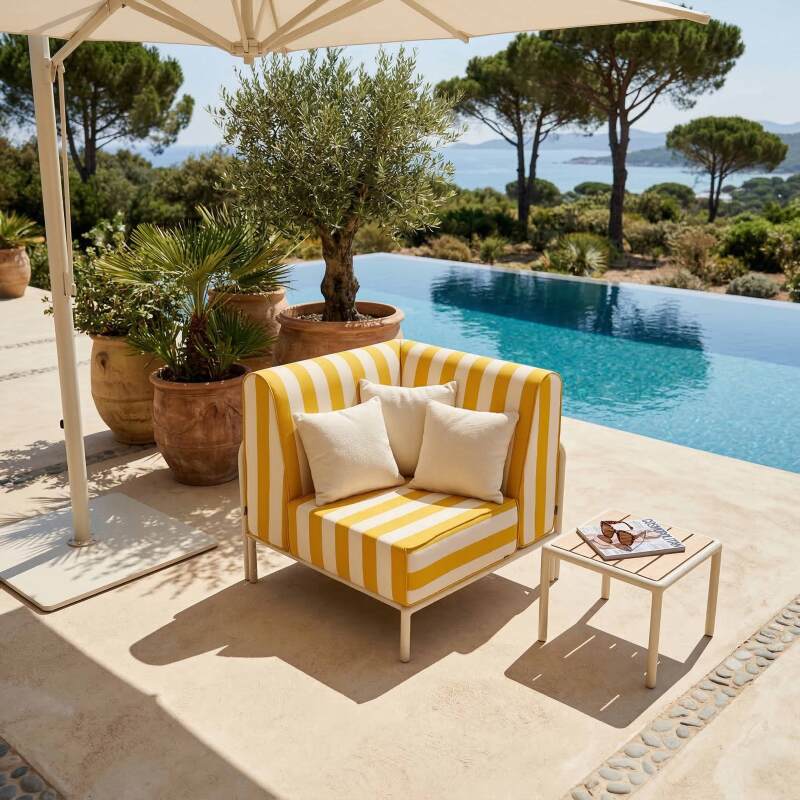 Sillón esquinero a rayas para sofá modular de exterior (2/7)