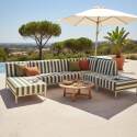 Sillón esquinero a rayas para sofá modular de exterior