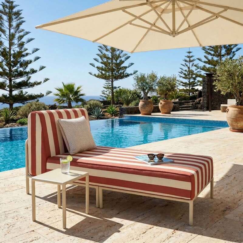 Chaise longue a rayas para sofá modular de exterior