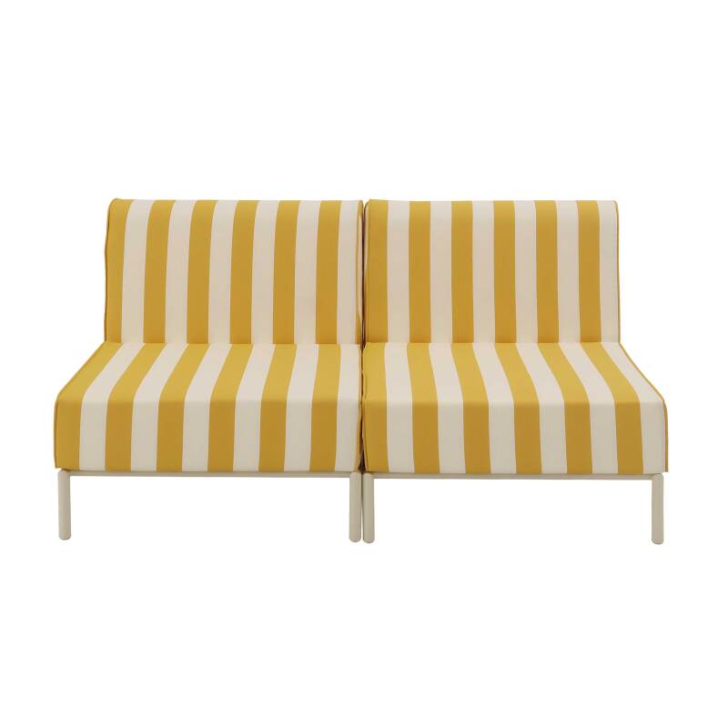 Sofá modular de exterior a rayas para 2 personas con 2 sillones (4/6)