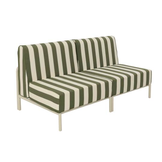 Sofá modular de exterior a rayas para 2 personas con 2 sillones | Oviala