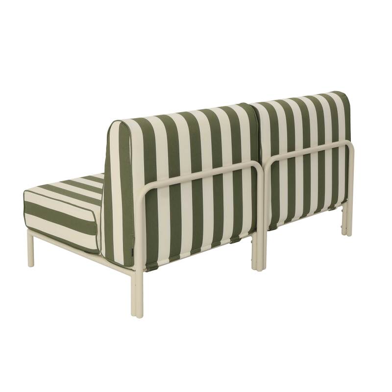 Sofá modular de exterior a rayas para 2 personas con 2 sillones (4/7)